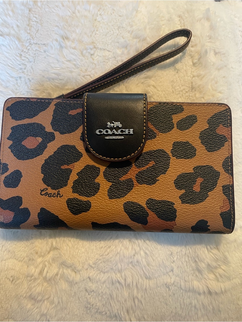 Coach Leopard Print Phone Wallet Wristlet